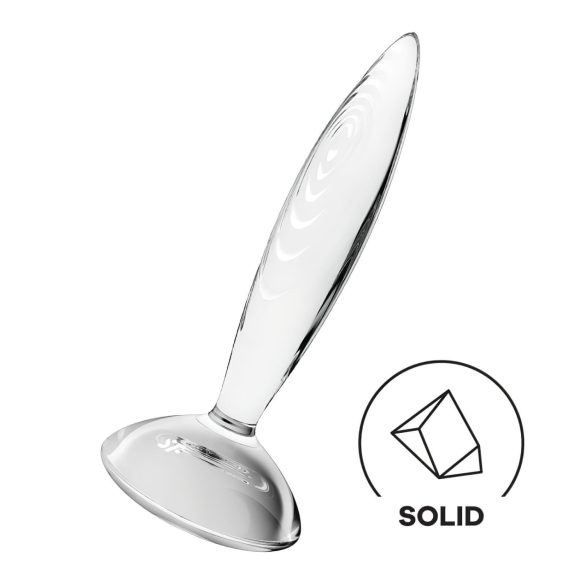 Satisfyer Sprankelende Kristal - geribbelde glazen dildo (transparant)