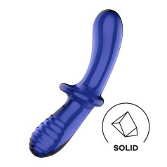 Satisfyer Double Crystal - tweezijdige glazen dildo (blauw)