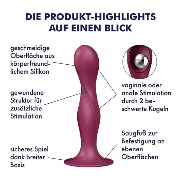 Satisfyer Double Ball-R - dildo met zuignap - verzwaard - rood
