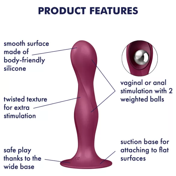 Satisfyer Double Ball-R - dildo met zuignap - verzwaard - rood