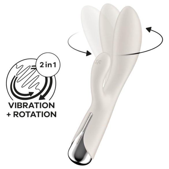 Satisfyer - rabbit vibrator met roterende clitorisstimulator - beige