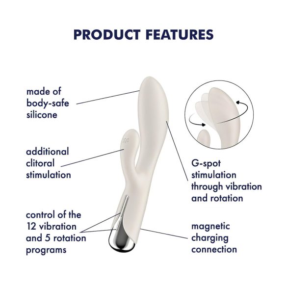 Satisfyer - rabbit vibrator met roterende clitorisstimulator - beige