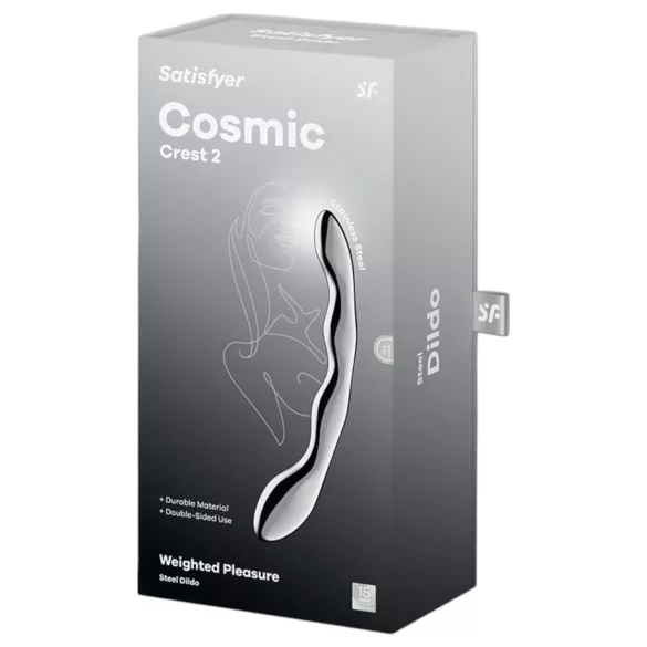 Satisfyer Cosmic Crest 2 - metalen dildo - gebogen golfvorm - zilver