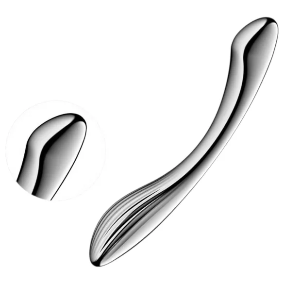 Satisfyer Pure Gravity 1 - ribbelde metalen dildo - roestvrij staal zilver
