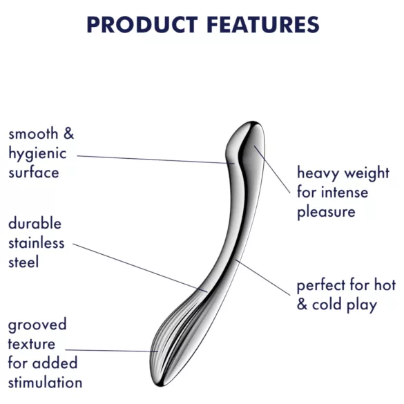 Satisfyer Pure Gravity 1 - ribbelde metalen dildo - roestvrij staal zilver