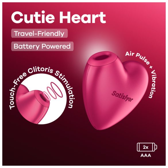 Satisfyer Cutie Heart - luchtdruk clitorisstimulator - siliconen - roze