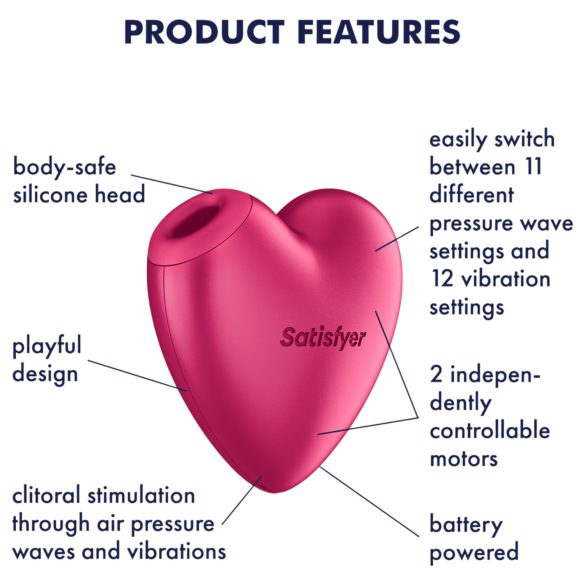 Satisfyer Cutie Heart - luchtdruk clitorisstimulator - siliconen - roze