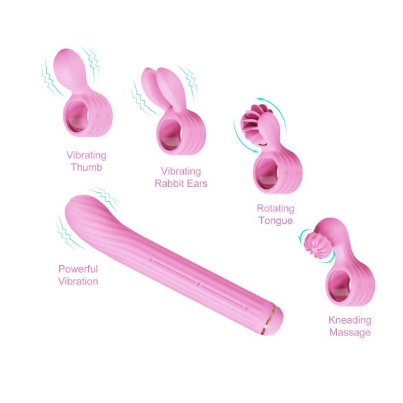 Magic Stick - vibrator met verwisselbare koppen (roze)