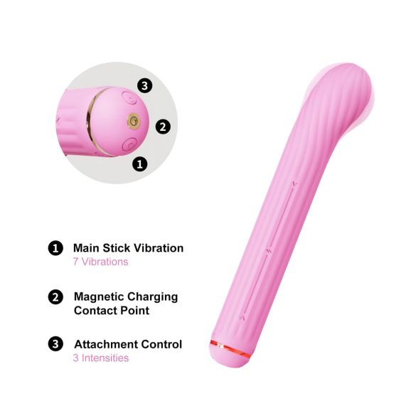 Magic Stick - vibrator met verwisselbare koppen (roze)