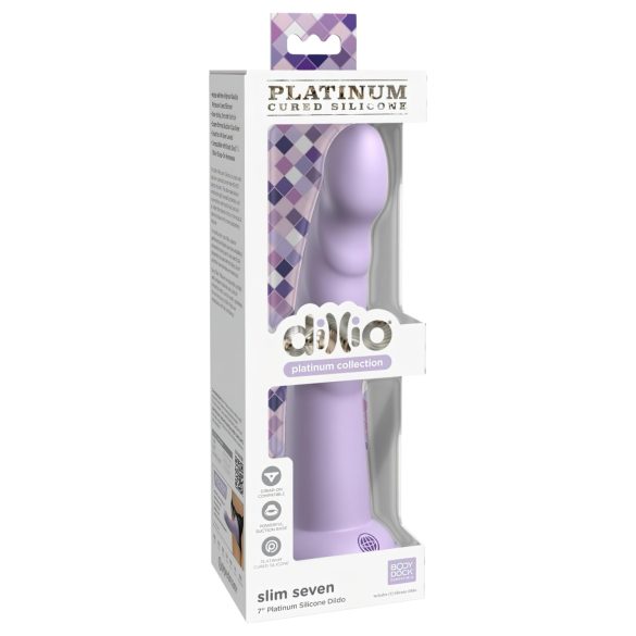 Dillio Slim Seven - Paarse stimulator dildo met zuignap (20cm)