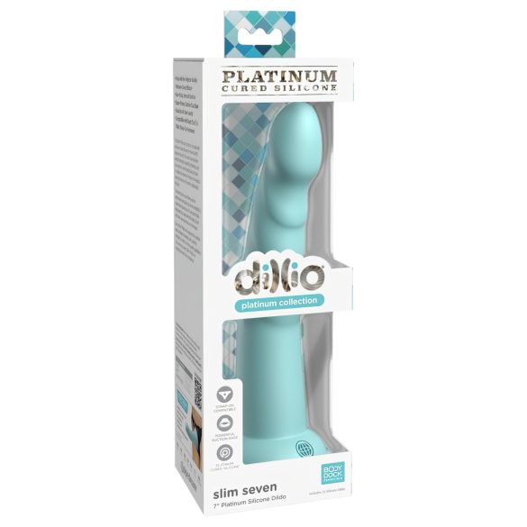 Dillio Slim Seven - turquoise zuignap dildo (20cm)