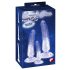 Crystal Clear - anale trainer dildo set - 3 stuks (transparant-blauw)