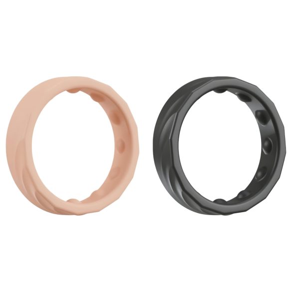 You2Toys 4in1 - penis- en teelbalringen set (natuurlijk-zwart)