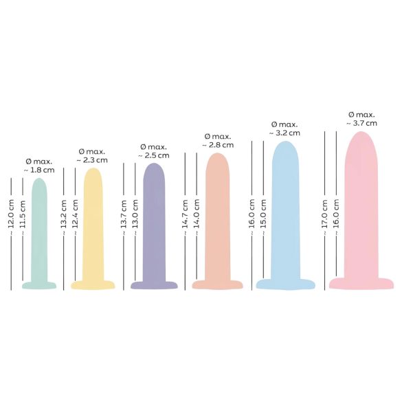 Six in a Row - dildo trainer set - 6 stuks - kleurrijk