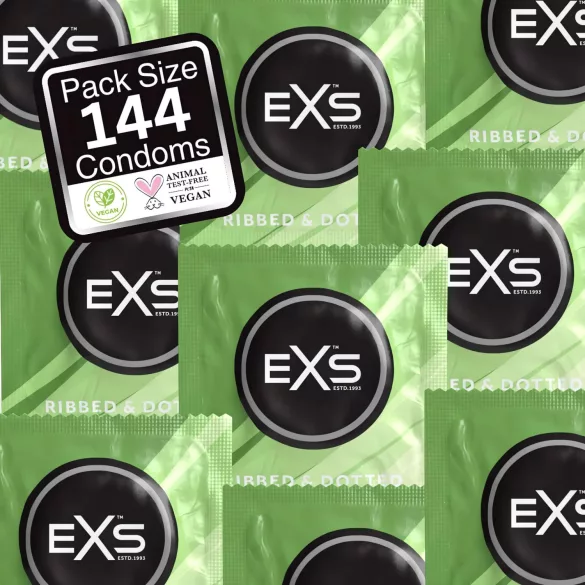 EXS - condooms geribbeld en met stippen - extra ﬂair - 144 stuks