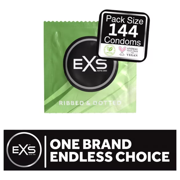EXS - condooms geribbeld en met stippen - extra ﬂair - 144 stuks