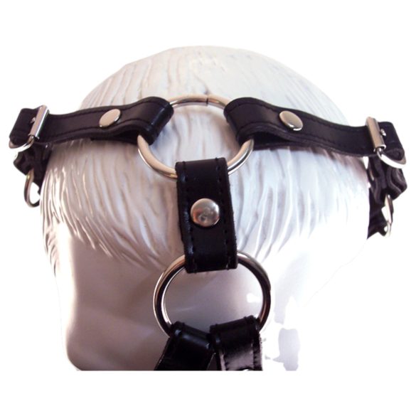 Rouge - echt lederen masker en mondknevel (zwart)