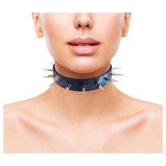 Rouge - echt leren halsband met studs (zwart)
