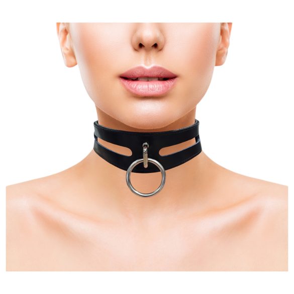 Rouge - echt leren halsband (zwart)