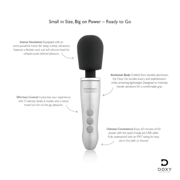 Doxy Go - draadloze wand vibrator - zilver