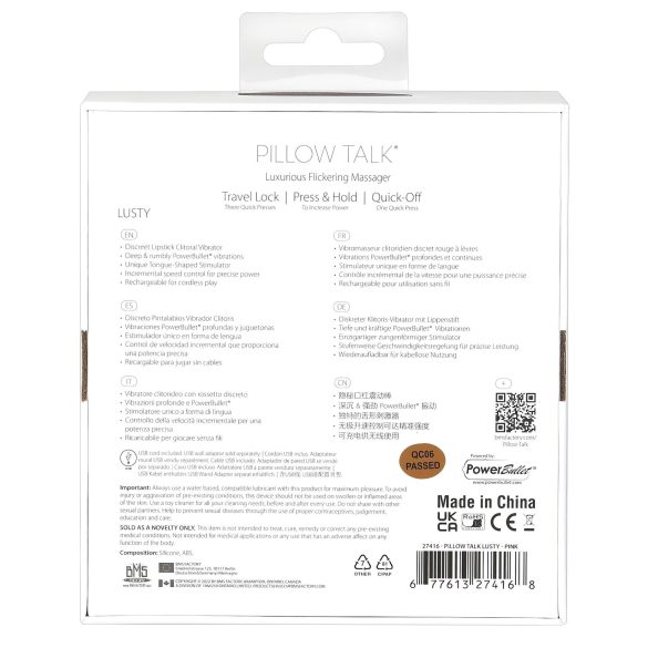 Pillow Talk Lusty - oplaadbare, lipjes staafvibrator (roze)