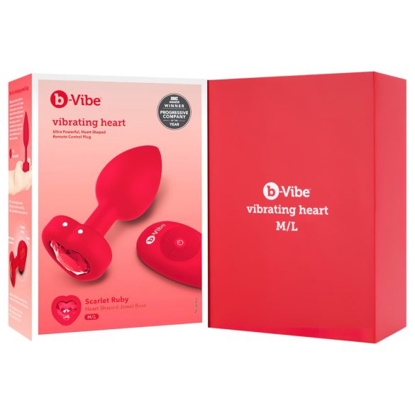 b-vibe heart - oplaadbare, draadloze anale vibrator (rood)