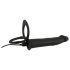 Black Velvet Dubbel P - Strap-on anaal vibrator (zwart)