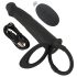 Black Velvet Dubbel P - Strap-on anaal vibrator (zwart)