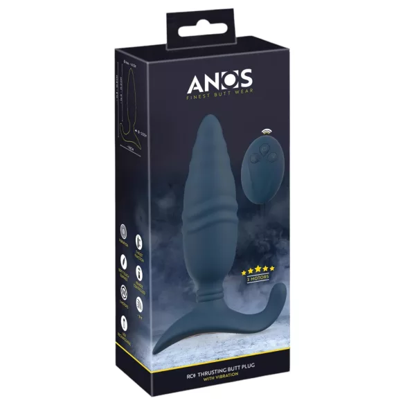ANOS - anale vibrator met afstandsbediening - stotend - siliconen - blauw