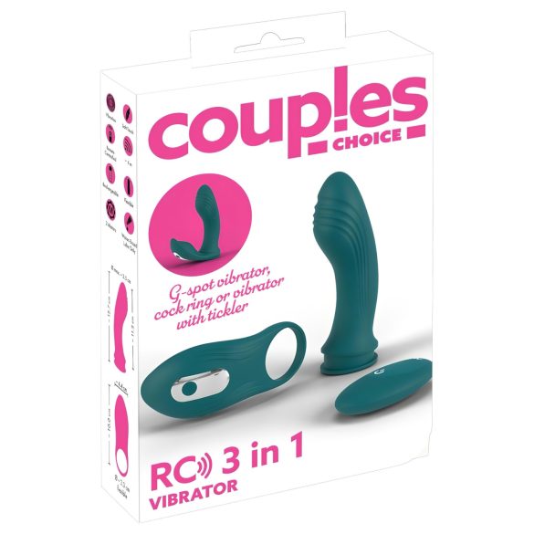 Couples Choice - vibrator voor koppels - 3-in-1 multifunctioneel - turquoise