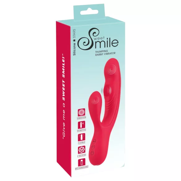 Smile Thumping Rabbit - vibrator met 3 motoren - oplaadbaar - rood