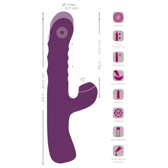 Javida - 3in1 rabbit vibrator - siliconen - paars