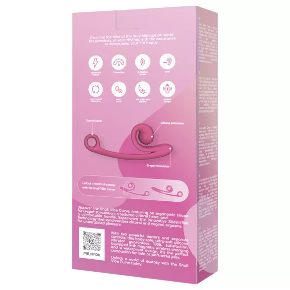 Snail Vibe Curve - duo vibrator voor clitoris en vagina - silicone - roze