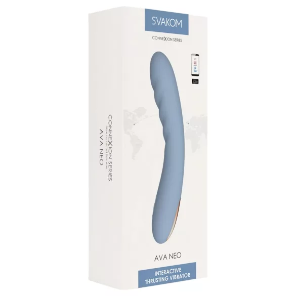 Svakom Ava Neo - thrusting vibrator - appgestuurd - siliconen blauw