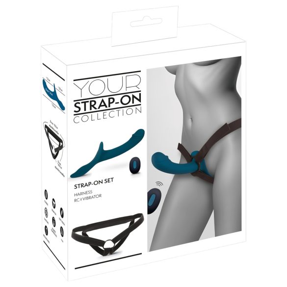 You2Toys - strap-on vibrator set - zwart/blauw