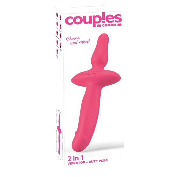 Couples Choice - vibrator en buttplug 2in1 - siliconen - roze