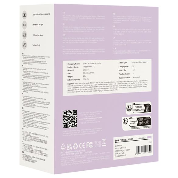 Svakom Phoenix Neo 2 - vibrerend eitje met app - paars