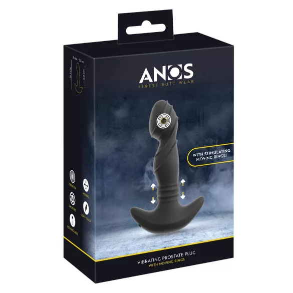 ANOS - prostaat vibrator met bewegende ring - siliconen zwart
