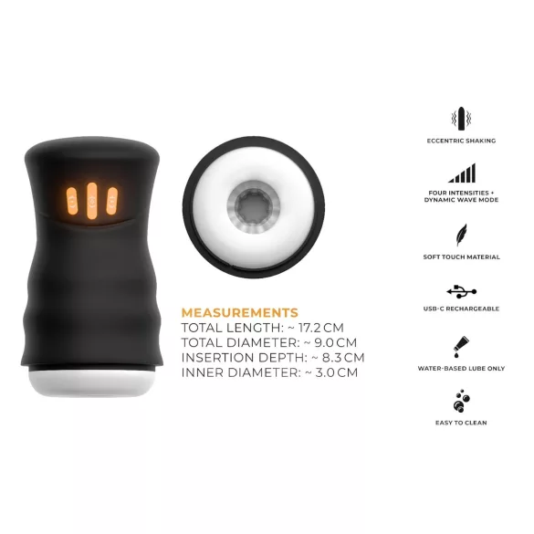 You2Toys Gyro - automatische draaiende en vibrerende masturbator - zwart