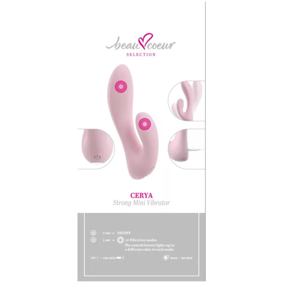 Beau Coeur Cerya - mini vibrator met clitorisstimulator - lichtroze