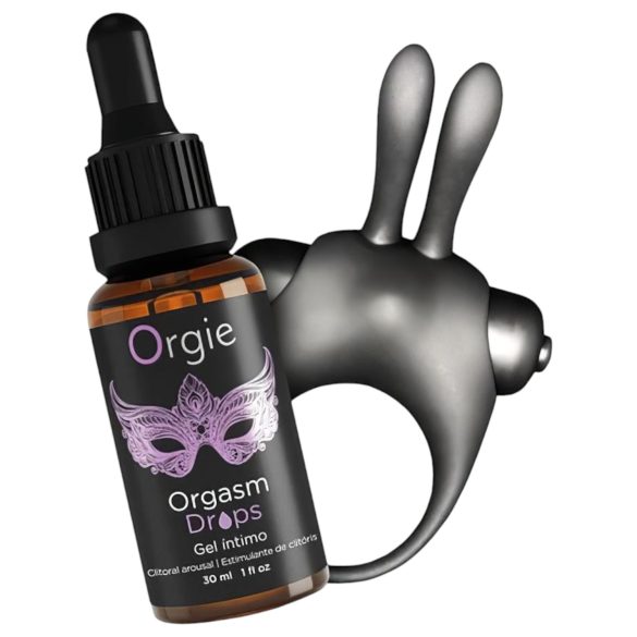 Orgie Orgasmic Bunny - vibrerende penisring set (zwart)