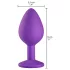 Baseks - siliconen buttplug met kristallen (paars) - 8 cm