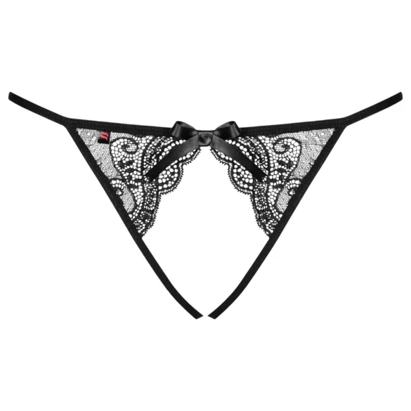 Obsessive Miamor - open slip dames - kant & mesh - zwart - L/XL
