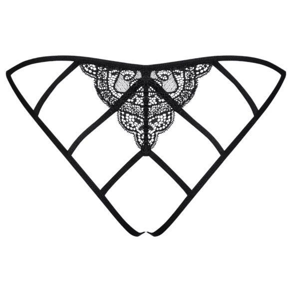 Obsessive Miamor - open slip dames - kant & mesh - zwart - L/XL
