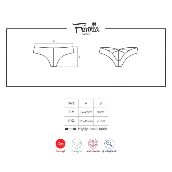 Obsessive Frivolla - pikante kanten slip voor dames - zwart - L/XL