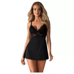 Obsessive - kanten babydoll en string (zwart) - L/XL