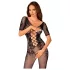 Obsessive - open zwarte net catsuit met rugdecolleté (S-L)