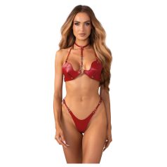 Obsessive Inferro - bh set met bandjes - lederlook - rood