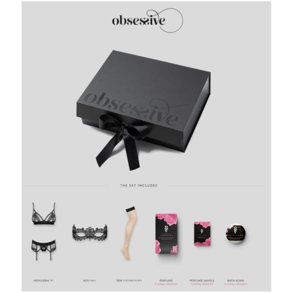 Obsessive Wonderia - lingerie cadeau box - 6-delig (zwart)