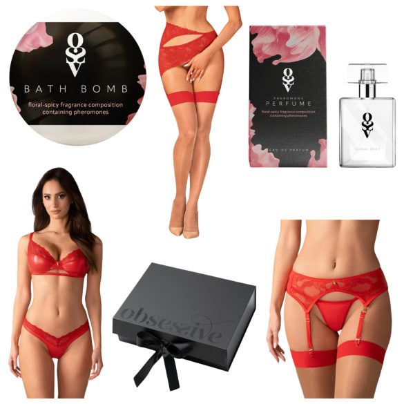 Obsessive Aloisa - lingerie cadeau box - 6-delig - rood